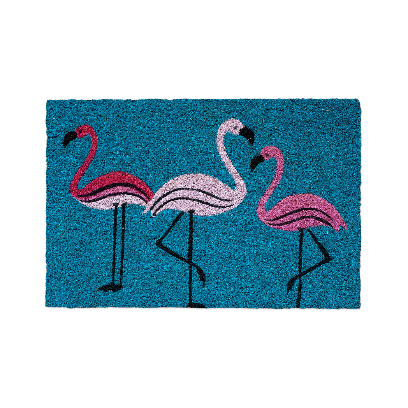 BAHA Natural Coir Fibre Door Mat (3 Green Flamingos) (60 x 40cm)