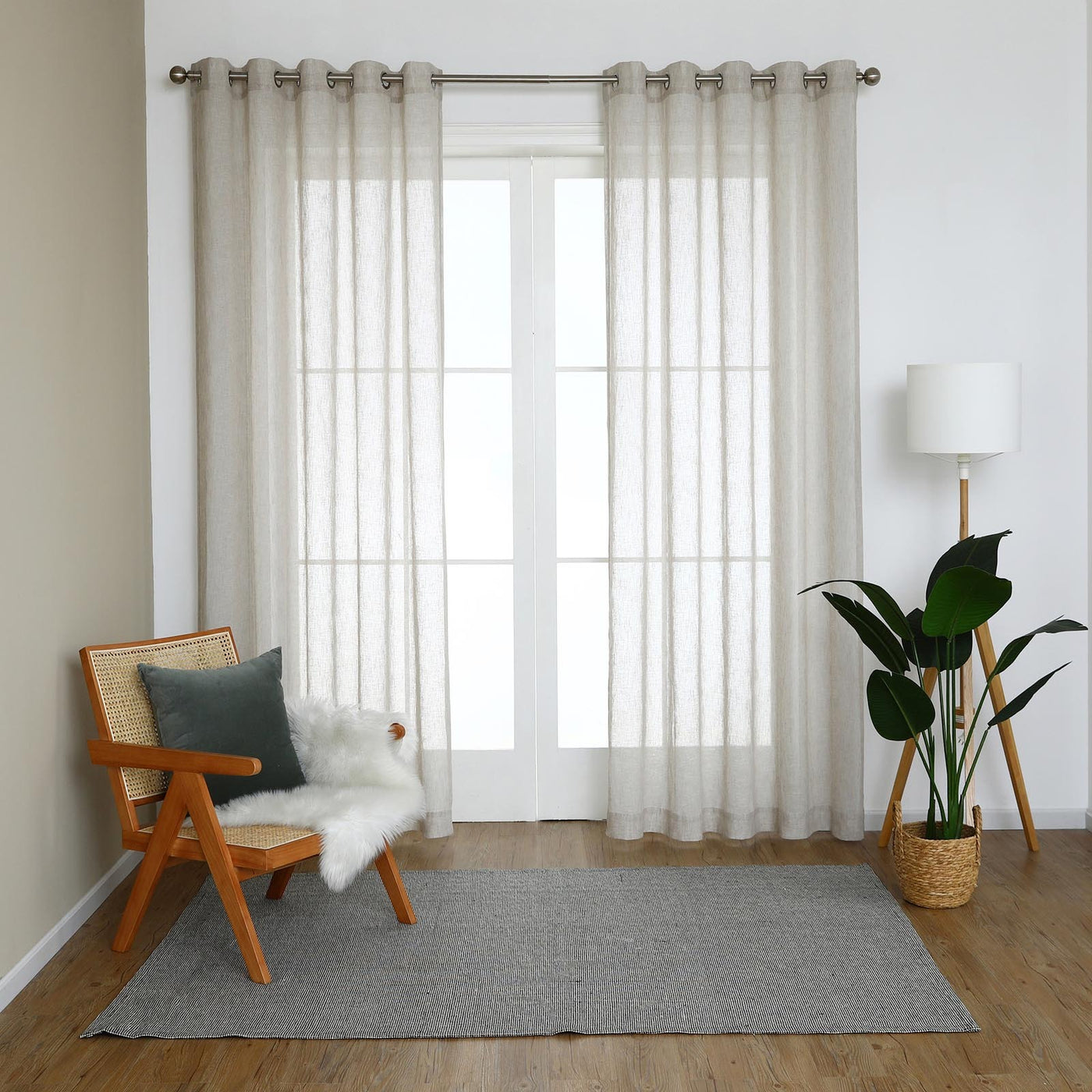 Sorrento Eyelet Sheer Curtain (Straw) (W140cm x D223cm)