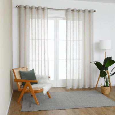 Sorrento Eyelet Sheer Curtain (Straw) (W140cm x D223cm)