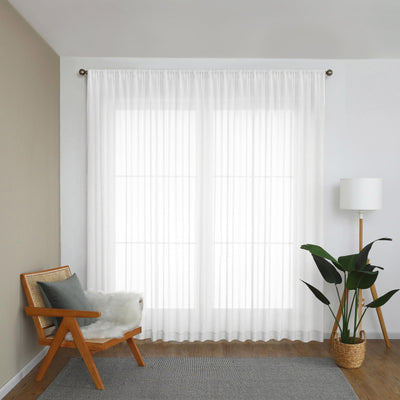 Sorrento Rod Pocket Sheer Curtain (White) (W500cm x D213cm) - Baha