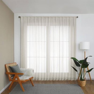 Sorrento Rod Pocket Sheer Curtain (Straw) (W500cm x D213cm) - Baha