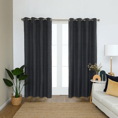 Marlo Eyelet Blockout Curtain (Flint) (W140cm x D223cm) - Baha