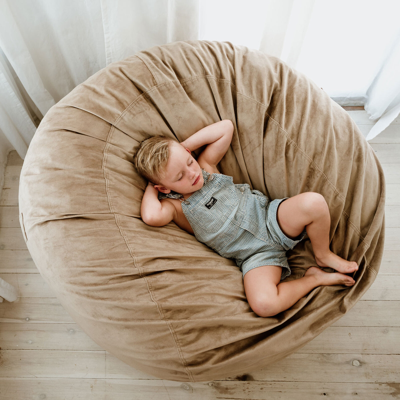 The Wombat, Big Memory Foam Bean Bag Chair / Pod (120 x 120cm) (Sand) - Baha