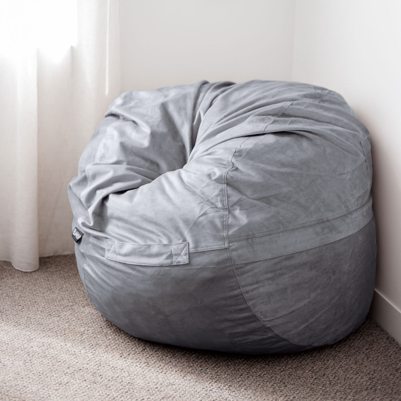 The Joey, Memory Foam Children's Bean Bag Chair / Pod (80 x 80cm) (Light Grey) - Baha