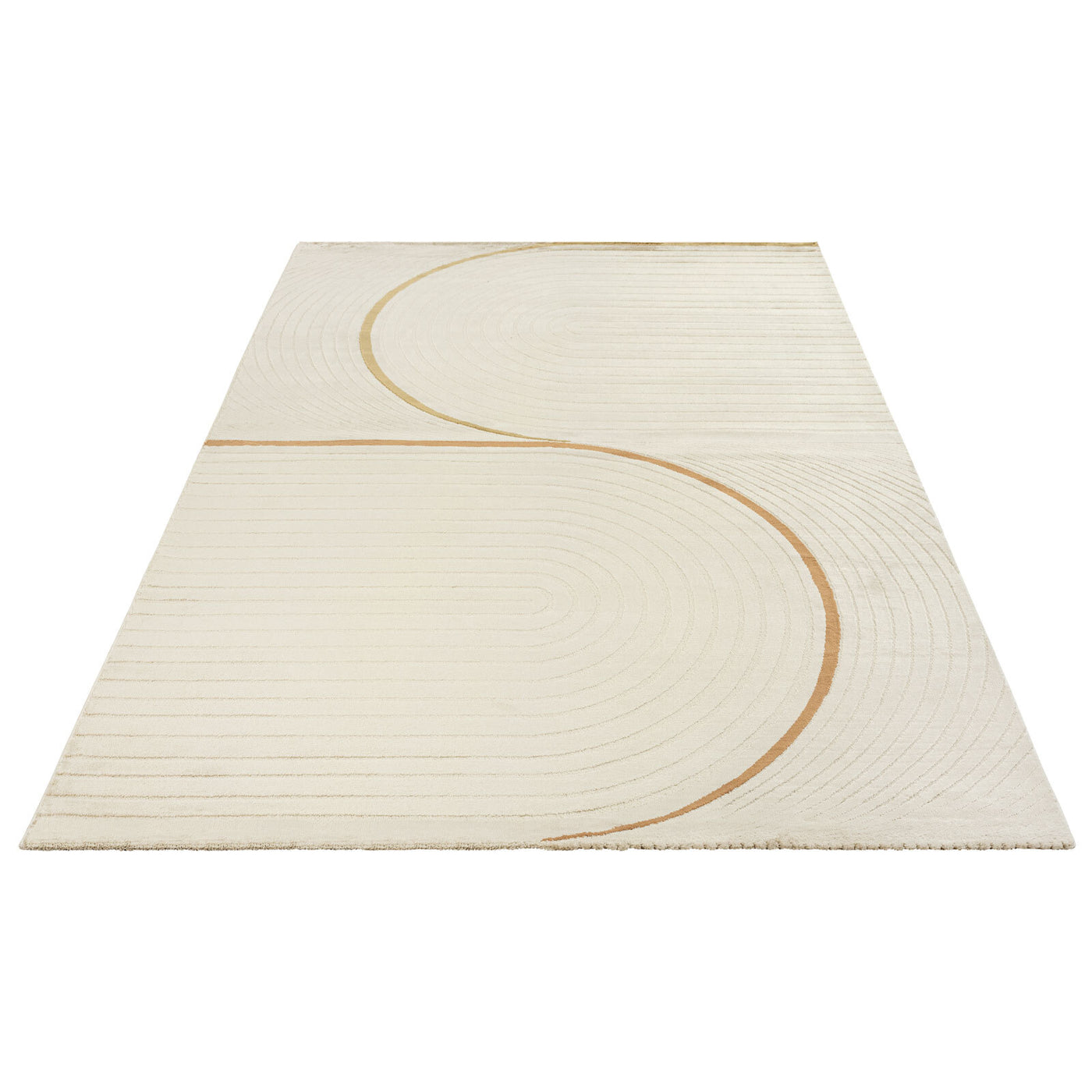 Kari Striped Cream and Gold Rug (240 x 340cm Large)