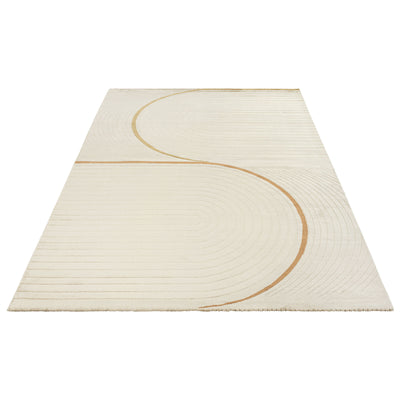 Kari Striped Cream and Gold Rug (240 x 340cm)