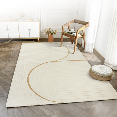 Kari Striped Cream and Gold Rug (240 x 340cm)