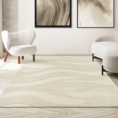 Lido High Low Cream Rug (160 x 230cm) - Baha