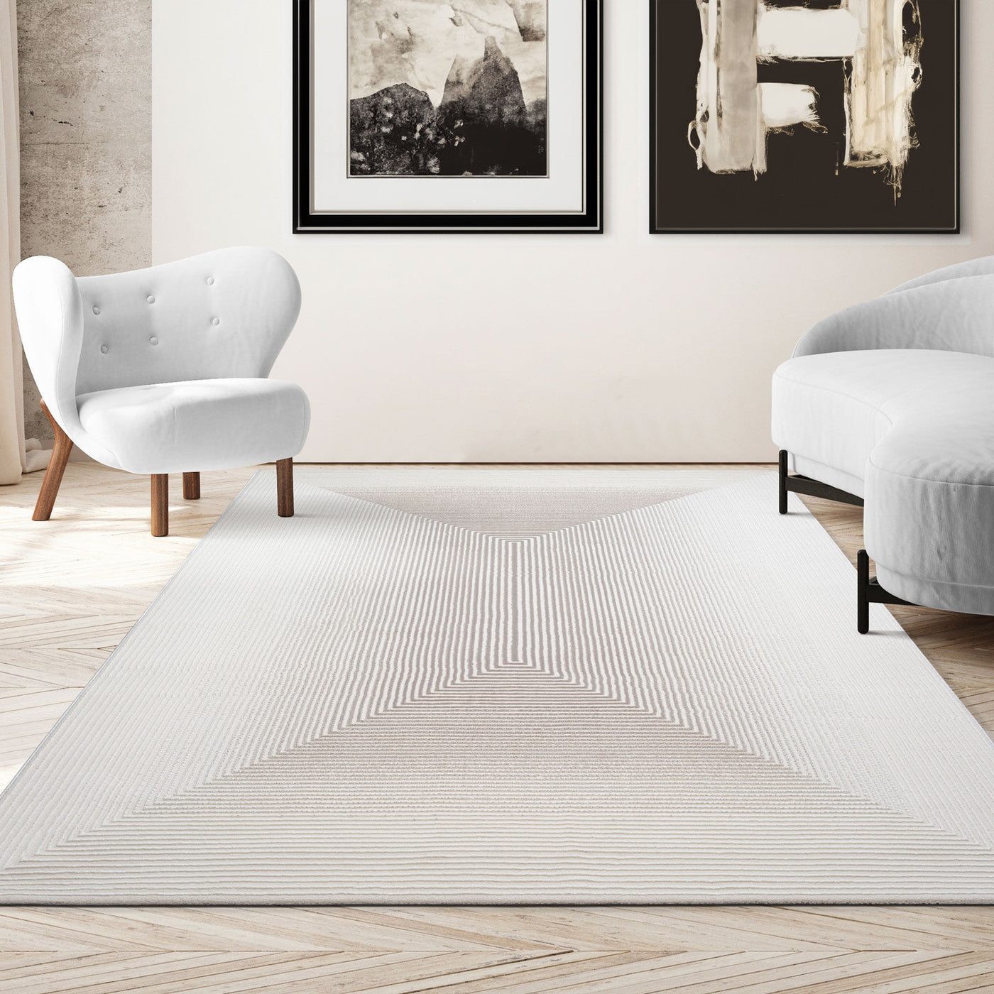 Maho Geometric Cream Rug (160 x 230cm)