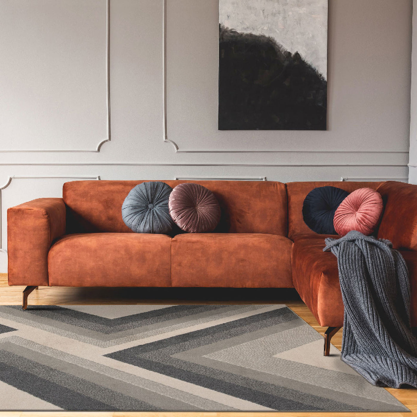 Liora Grey Geometric Rug (160 x 230cm)