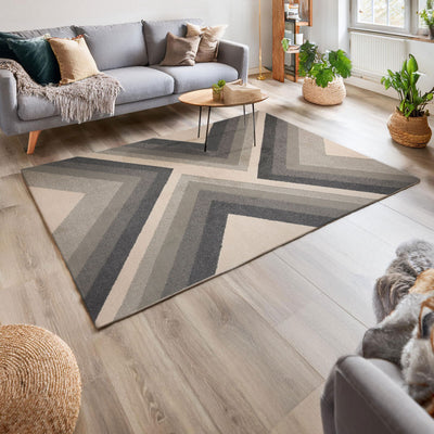 Liora Grey Geometric Rug (160 x 230cm) - Baha