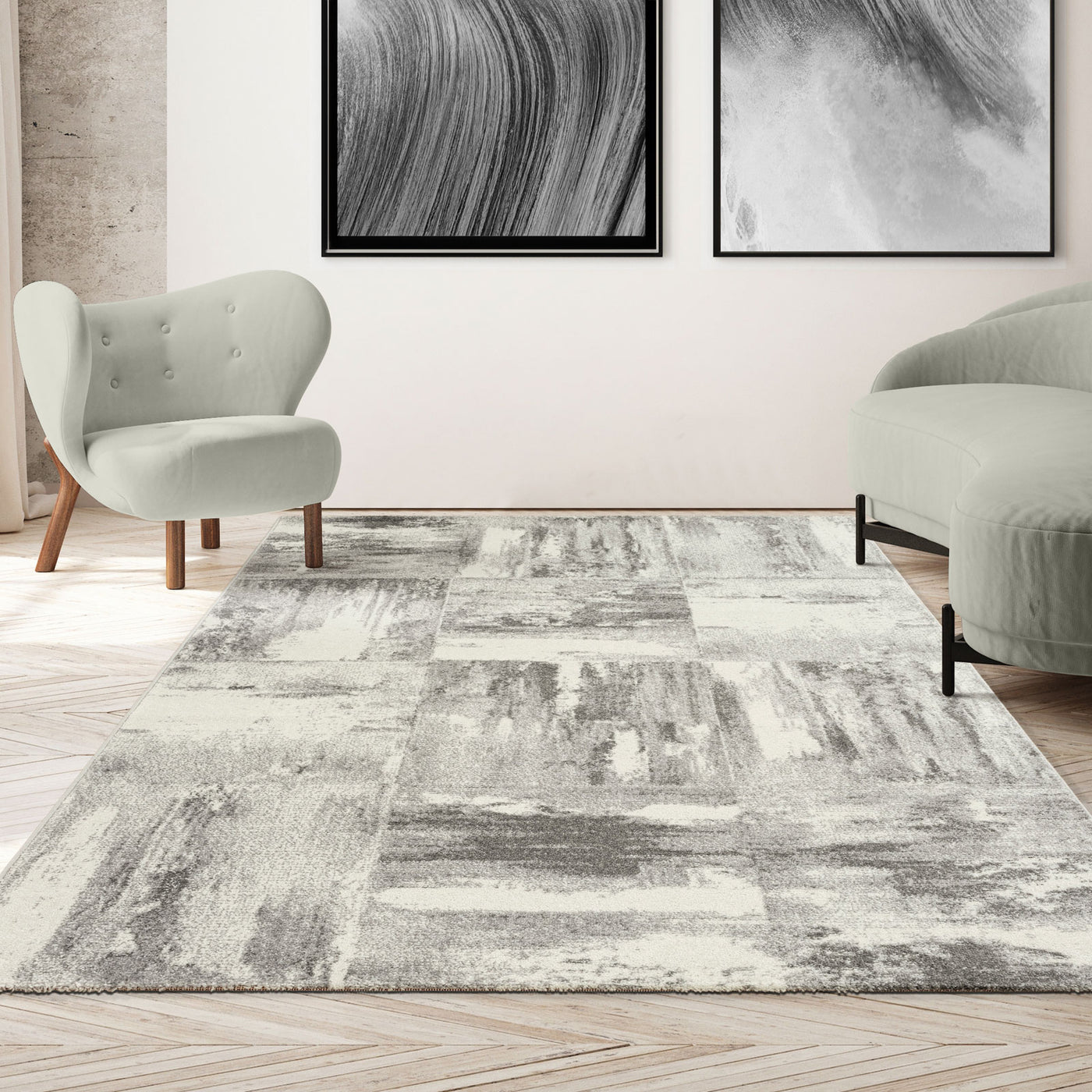 Sango Cream and Grey Rug (160