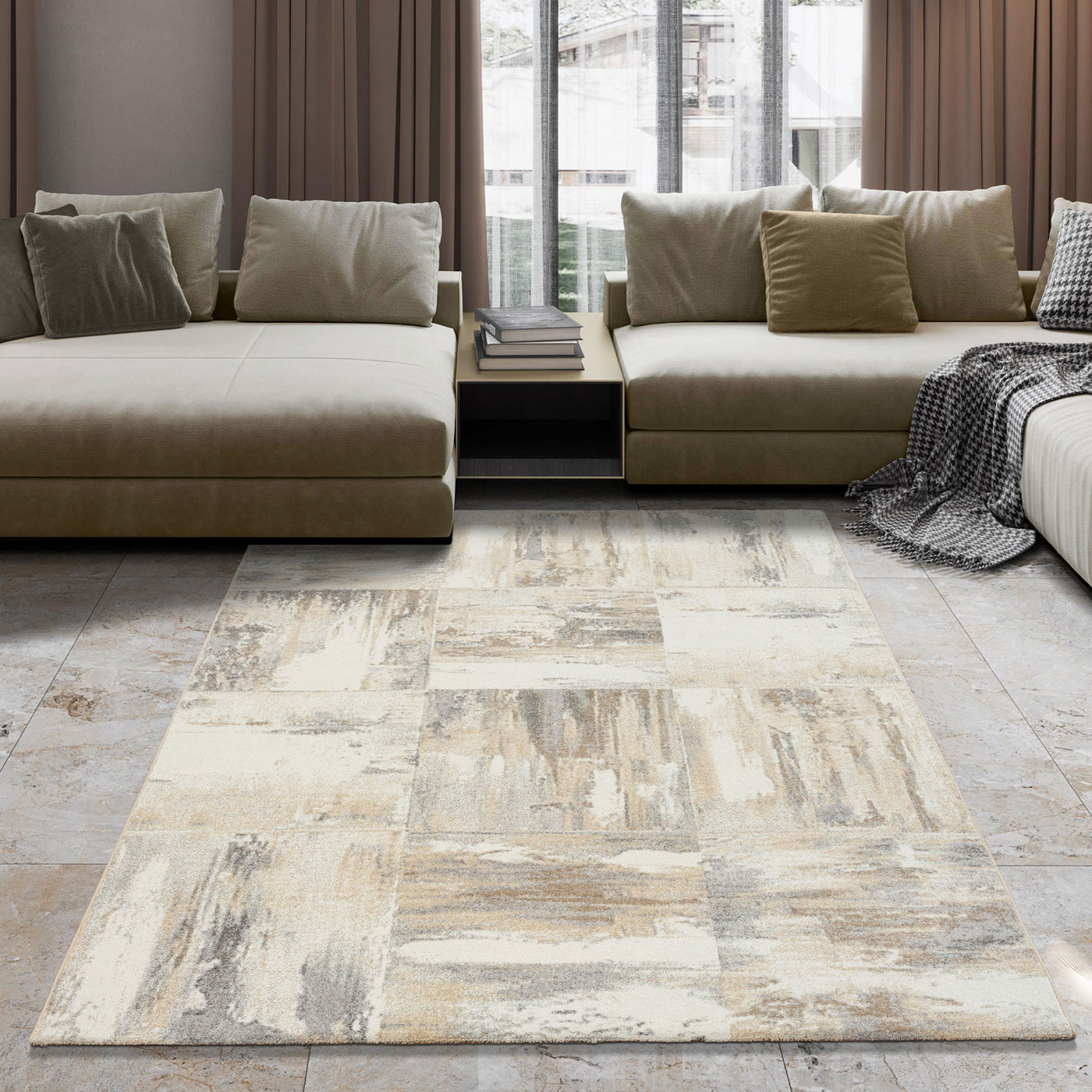 Tulum Cream and Grey Rug (240 x 340cm)