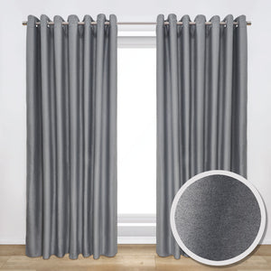 Zoe Eyelet Room Darkening Curtain Pair - Silver - Baha