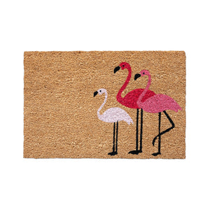 BAHA Natural Coir Fibre Door Mat (Pink Flamingos) (60 x 40cm) - Baha