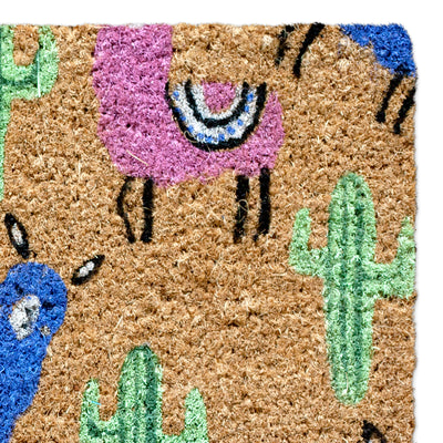 BAHA Natural Coir Fibre Door Mat (Llama & Cactus) (60 x 40cm)